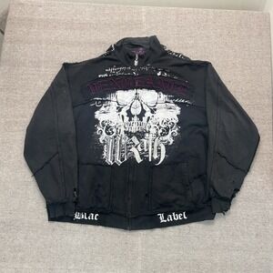 Vintage Blac Label vengeance Sweatshirt mens 5XL Black 2000s y2k Zip up